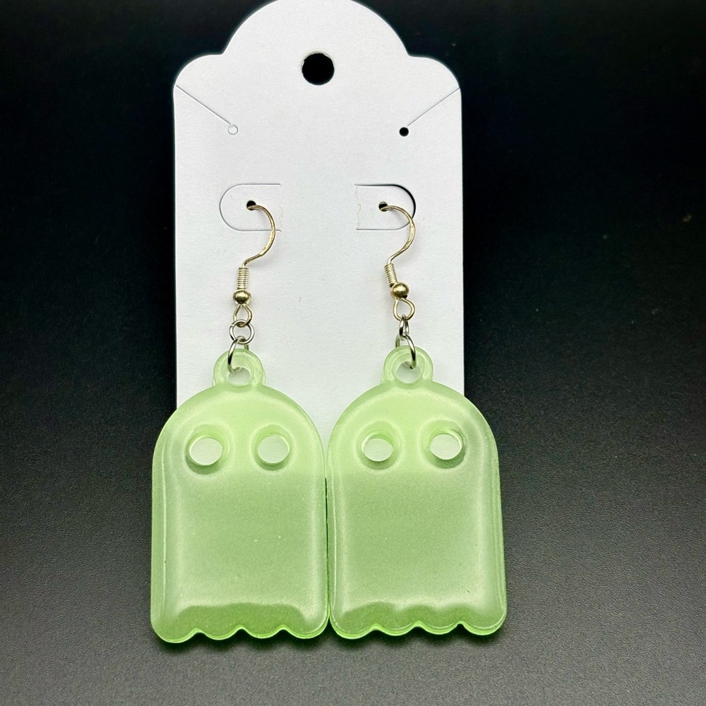 HOST PICK 💚 Green Ghost Earrings- GID- HANDMADE